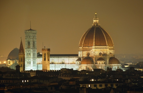 Immagine con firenze, cupola, campanile, duomo, campanili, chiesa, panorama, città, cupole, notte, giotto, luci, sera, notturno, torri