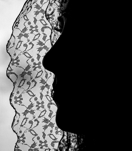 Immagine con profilo, donna, velo, bianconero, silhouette, naso, nero, veletta