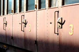 tre, treno, vagone, porte, maniglie, finestrini, numeri, numero