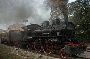 fumo, locomotiva, treno, ruote, alberi, binario, binari, vagoni, locomotore, nero, rotaie, ferrovia
