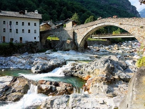 ponte, acqua, rocce, torrente, casa, arco, fiume, sassi