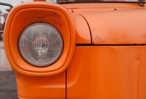 arancione, vetro, faro, fanale, automobile, auto, dettaglio, cofano