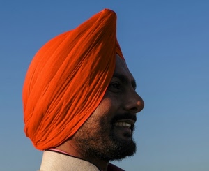 barba, turbante, indiano, arancio, rosso, viso, cappello, ritratto, profilo, denti, arancione