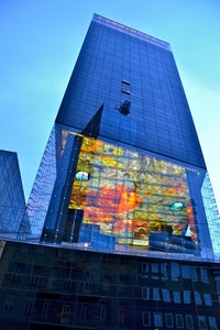 grattacielo, blu, finestre, colori, vetro, riflessi, vetri, azzurro, riflesso