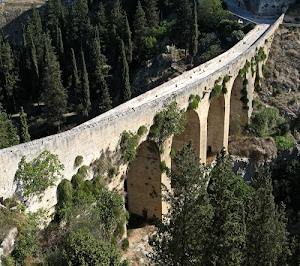 alberi, archi, acquedotto, verde, ponte, piante, cipressi, pietra, antico, vecchio, luci, ombra