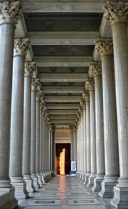 colonne, capitelli, prospettiva, porta, portico, colonnato, corridoio, marmo
