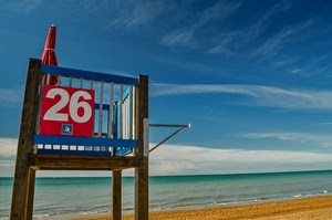 mare, spiaggia, numero, cielo, numeri, ombrellone, bagnino, orizzonte, sabbia