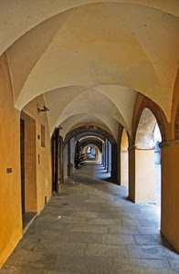 archi, portico, prospettiva, porte, pilastri, giallo, porticato, portici, colonne, volte, porta