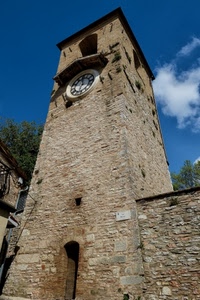 orologio, cielo, torre, porta, pietra, campanile, nuvola, nuvole, arco