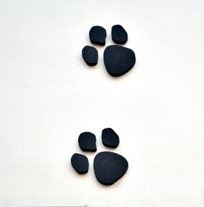 nero, bianco, orme, due, impronte, zampe, bianconero