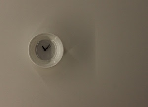 orologio, bianco, piatto, lancette, parete, minimalismo, cerchio, muro