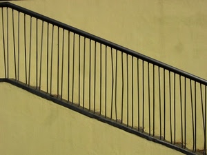 ringhiera, muro, giallo, scala, metallo, diagonale, ferro