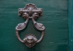 verde, batacchio, porta, metallo, legno, battiporta, ferro