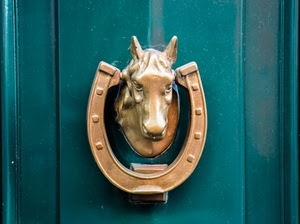 cavallo, porta, batacchio, ferro, verde, oro, animale