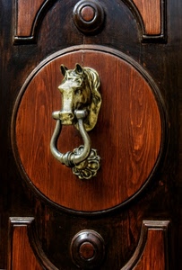 cavallo, legno, porta, batacchio, portone, metallo, oro, battente, cerchio, battiporta, testa