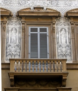 balcone, liberty, finestra, dipinti, porta, decorazioni, colonne, persiana, palazzo, affreschi, bianco