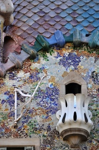 balcone, colori, tetto, multicolore, mosaico, tegole, finestra, curve, bianco