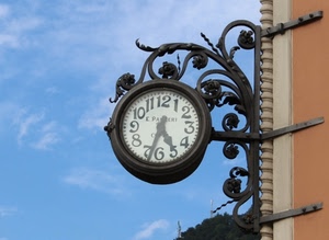 orologio, lancette, ferro, cielo, numeri, ore, azzurro