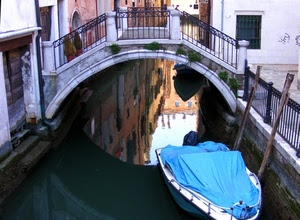 barca, ponte, canale, venezia, riflesso, acqua