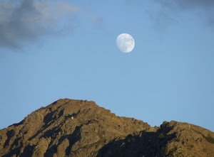 luna, cielo, montagna, montagne, nuvole, nuvola, marrone, azzurro