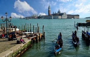 venezia, gondole, isola, laguna, chiesa, acqua, lampione, panorama, canale