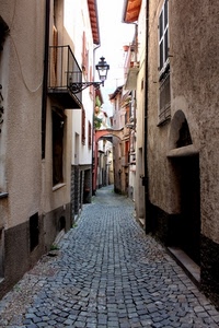 vicolo, lampione, strada, balcone, arco, finestre, case, porta, archi, palazzi