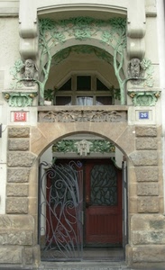 cancello, numeri, portone, porta, liberty, finestra, verde, balcone, decorazioni, arco, palazzo, sculture, vetro, ferro