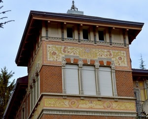 finestre, liberty, tetto, decorazioni, casa, edificio, facciata, palazzo