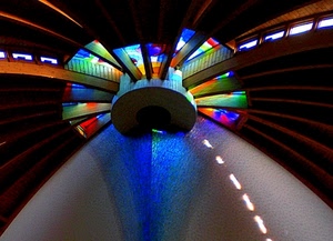 colori, luci, vetrate, blu, legno, multicolore, travi, tetto, soffitto, rosso, cupola, luce