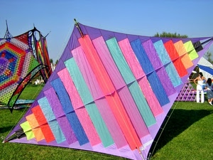 aquiloni, prato, colori, multicolore, verde, cielo, rosa, aquilone