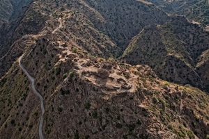 strada, montagna, montagne, ruderi, roccia, curve, marrone, rocce, panorama