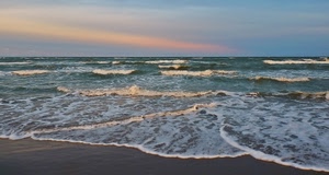 mare, onde, spiaggia, acqua, schiuma, sabbia, tramonto, cielo