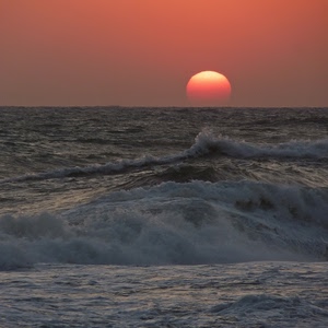mare, onde, sole, tramonto, rosso, schiuma, acqua, alba