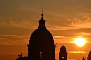 sole, croce, nuvole, cupole, tramonto, cupola, controluce, cielo, campanile, chiesa, arancione, silhouette, rosso