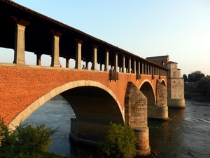 ponte, fiume, archi, acqua, tetto, colonne, piloni, alberi