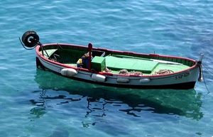 barca, verde, mare, acqua, riflesso, azzurro