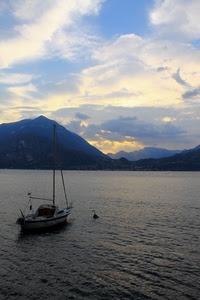 barca, nuvole, montagne, lago, acqua, mare, cielo, montagna, boa