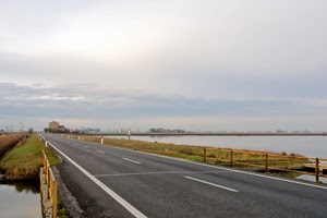 strada, acqua, strisce, ponte, linee, prospettiva, mare, nuvole, cielo, asfalto