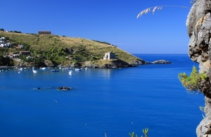 mare, panorama, costa, azzurro, roccia, cielo, torre, barche, rocce