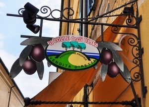 olive, insegna, ferro, scritta, negozio, foglie, verde, alberi