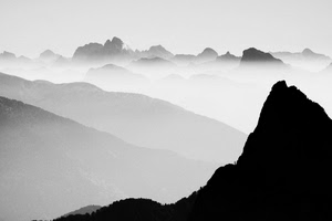 nebbia, montagne, bianconero, panorama, nuvole, nero, bianco, montagna, rocce, foschia