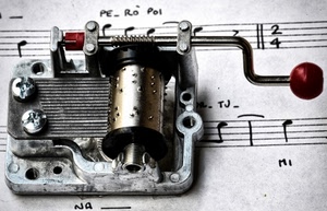 musica, carillon, note, manovella, pentagramma, spartito, righi