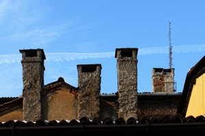 comignoli, cielo, antenna, tetto, tegole, tetti, nuvola, azzurro, camini