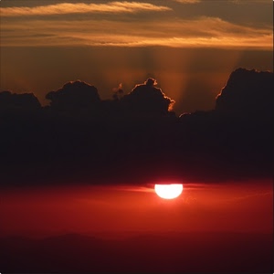 rosso, nuvole, tramonto, sole, raggi, cielo, arancione, controluce, alba