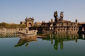 statue, acqua, barca, fontana, riflesso, riflessi, cielo