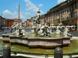 fontana, obelisco, piazza, acqua, roma, statue