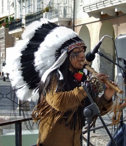 indiano, flauto, microfono, piume, penne, musica, suonare, strumento, copricapo