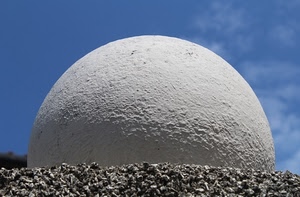 cielo, sfera, bianco, azzurro, muro, cemento, sassi, nuvole