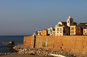 mare, case, cielo, campanile, mura, paese, pesca, chiesa, muro