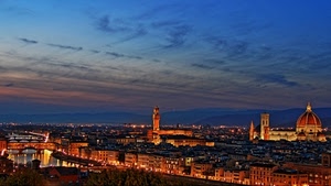 firenze, panorama, cupola, fiume, città, tramonto, ponte, cielo, luci